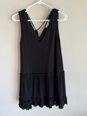 Newbury Kustom Black Sleeveless V-Neck Tiered Ruffle Mini Dress Small